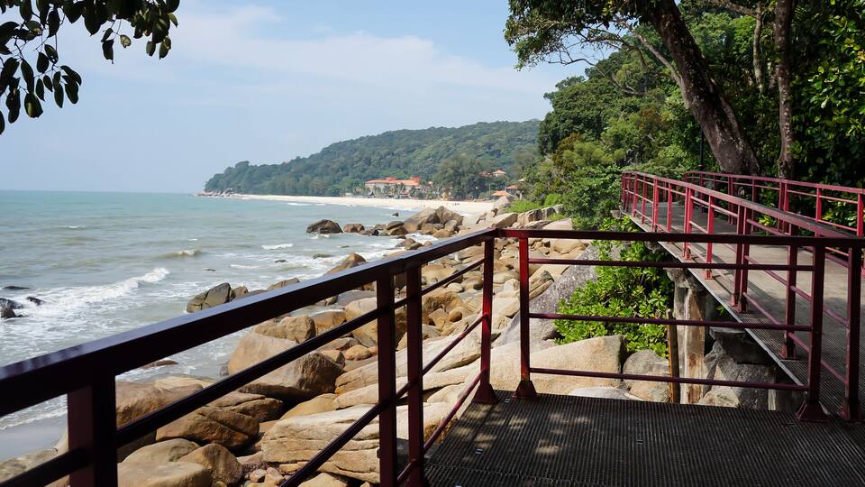Beautiful seascape of rock and wave near Teluk Chempedak