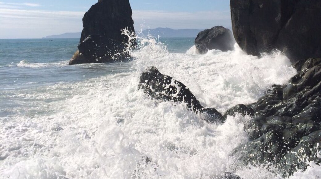 Amper Beach with its smooth black rocks bombarded by waves. #waves #shore #beach #philippines #baler #tourism #travel #nature #seashore #sea