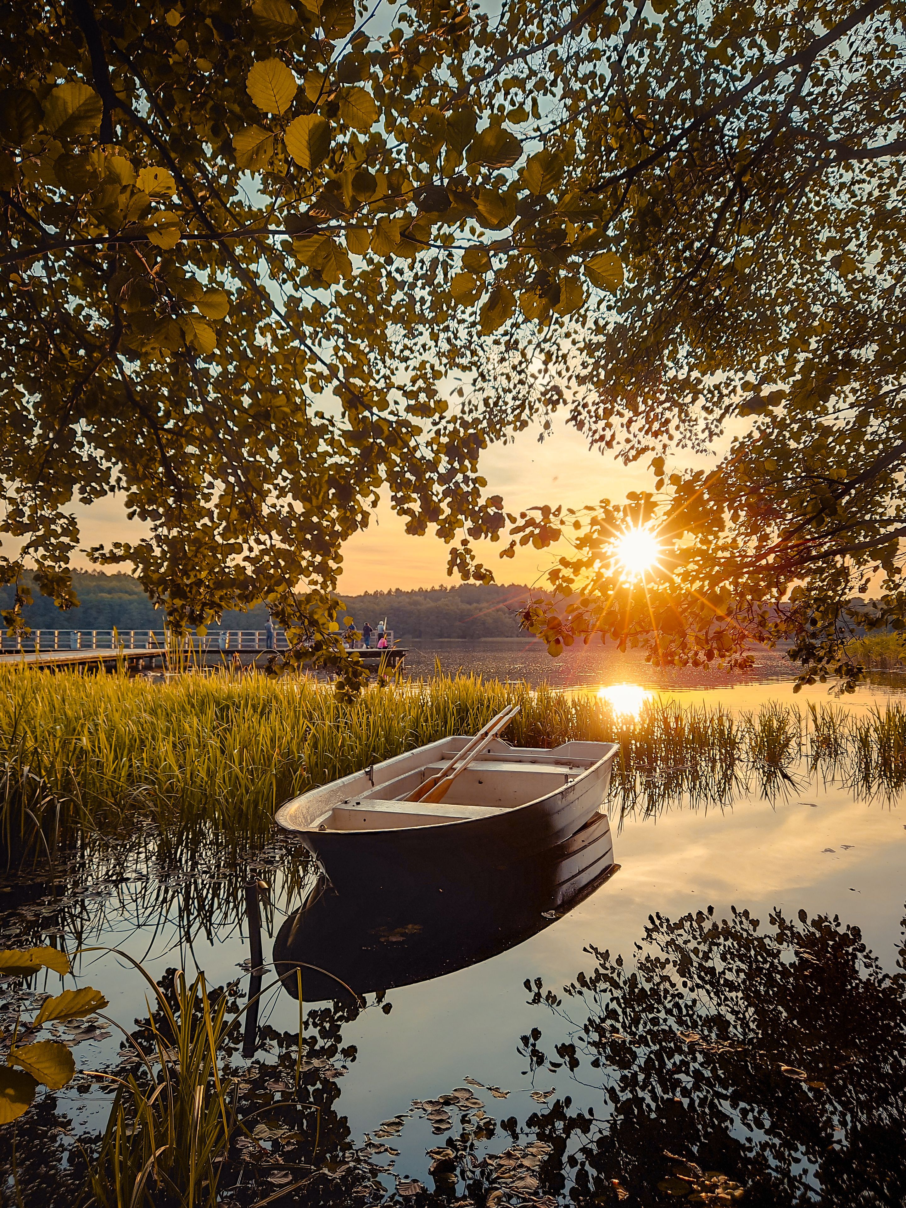 boat at sunset. Jezioro Kortowskie