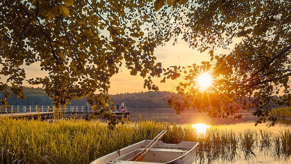 boat at sunset. Jezioro Kortowskie