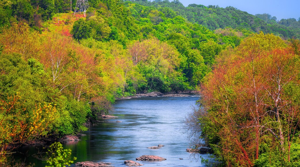 Looking on up the Schuylkill River from the Manayunk Bridge in Philadelphia, PA