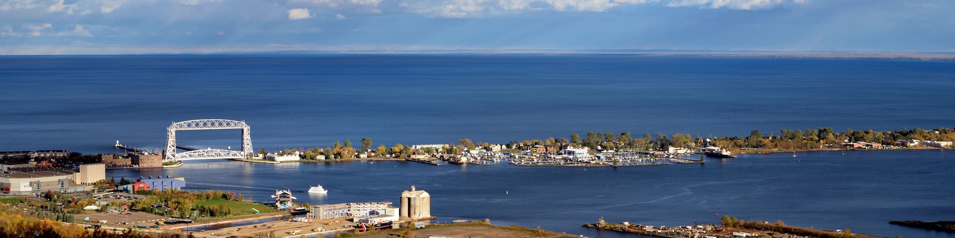 View of Duluth Lift Bridge and Park Point in Fall