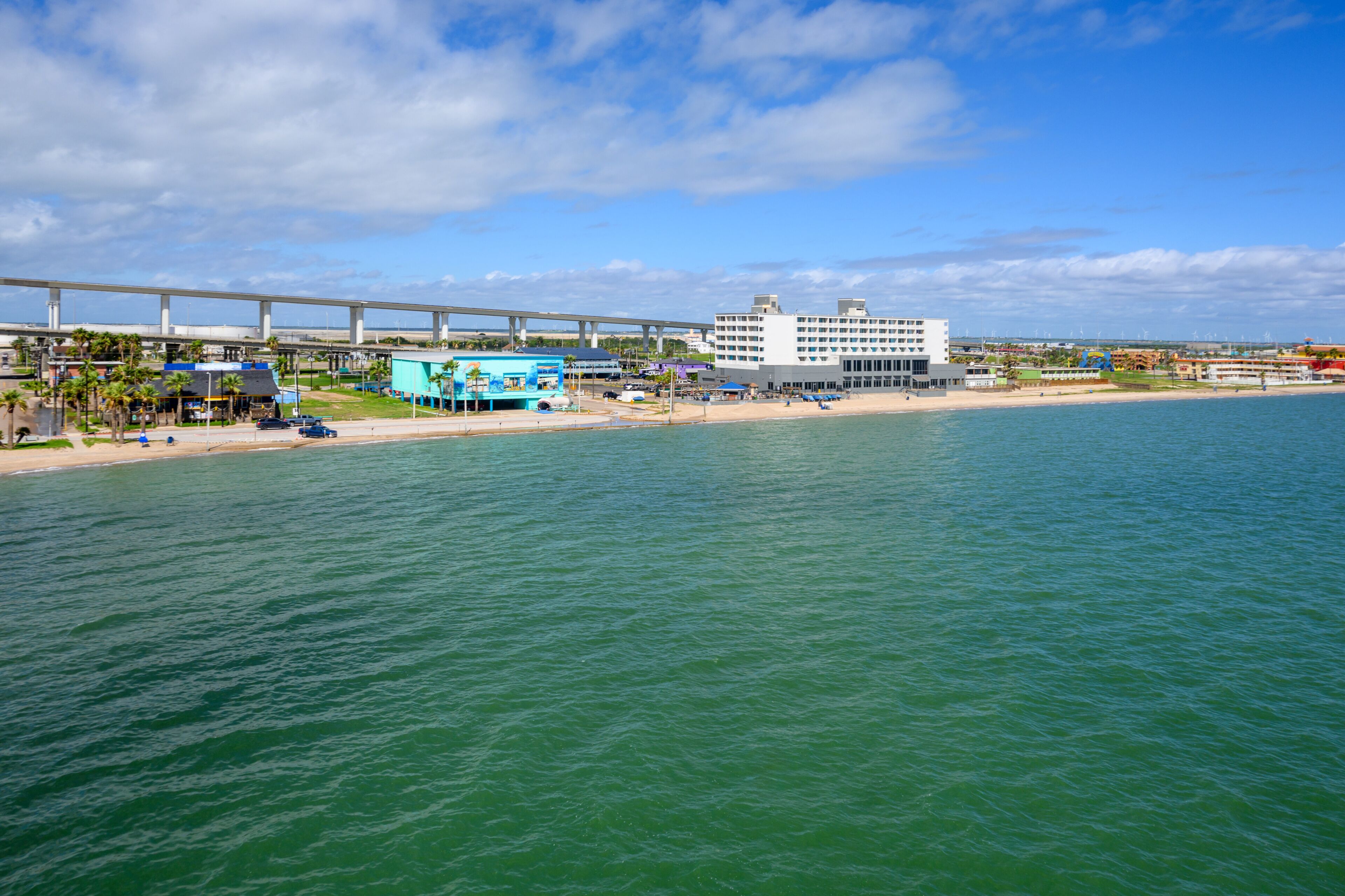 North Beach, beautiful sandy beach, a tourist hotspot in Corpus Christi. Texas, USA
