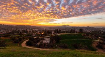 Dramatic sunset in Los Angeles with Glendale in the distance