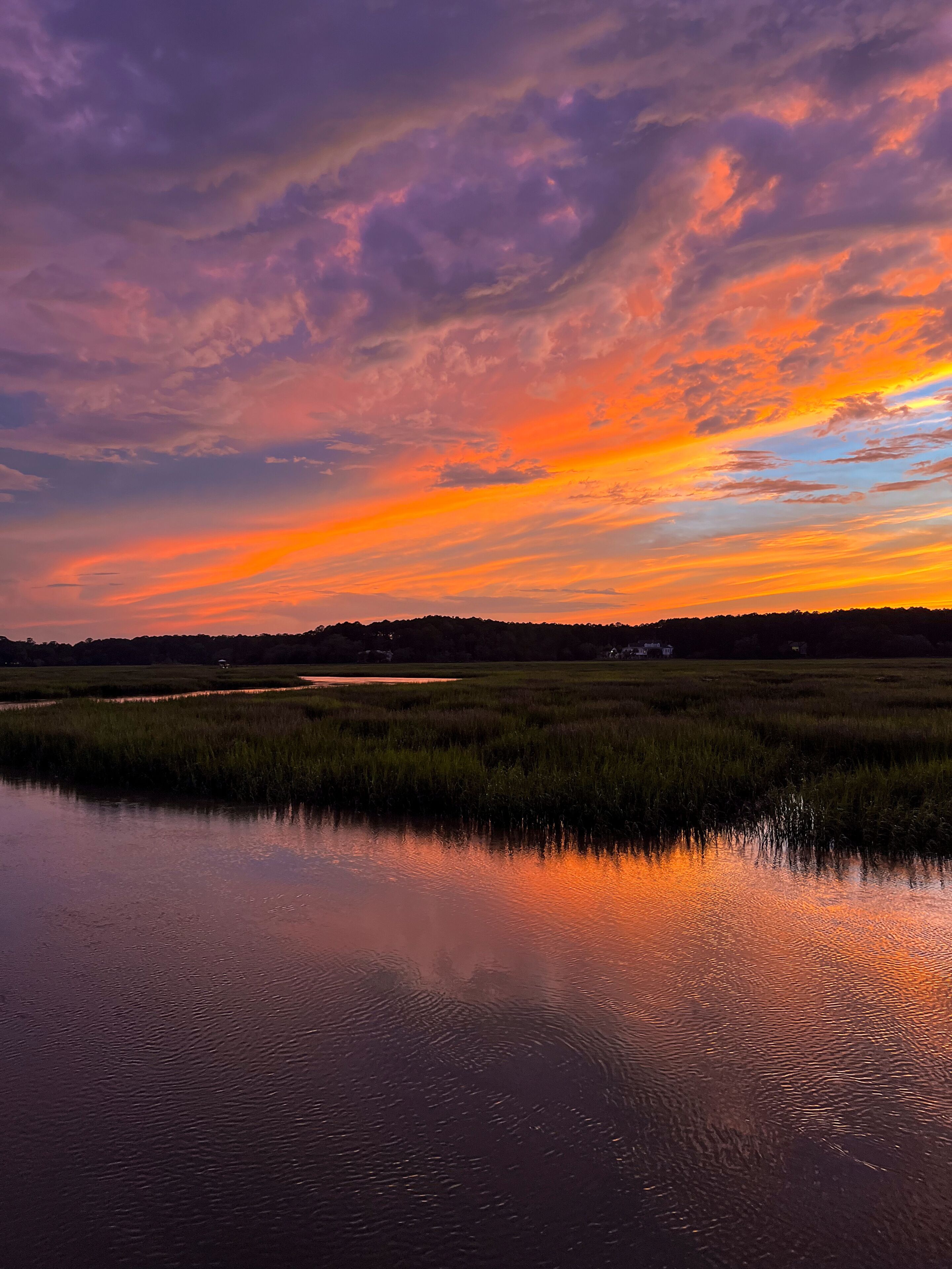 Sunset over a river in South Carolina USA