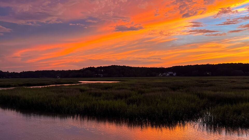 Sunset over a river in South Carolina USA