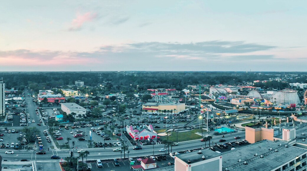 Panoramic aerial view of Myrtle Beach skylineon a sunny day from drone point of view, South Carolina