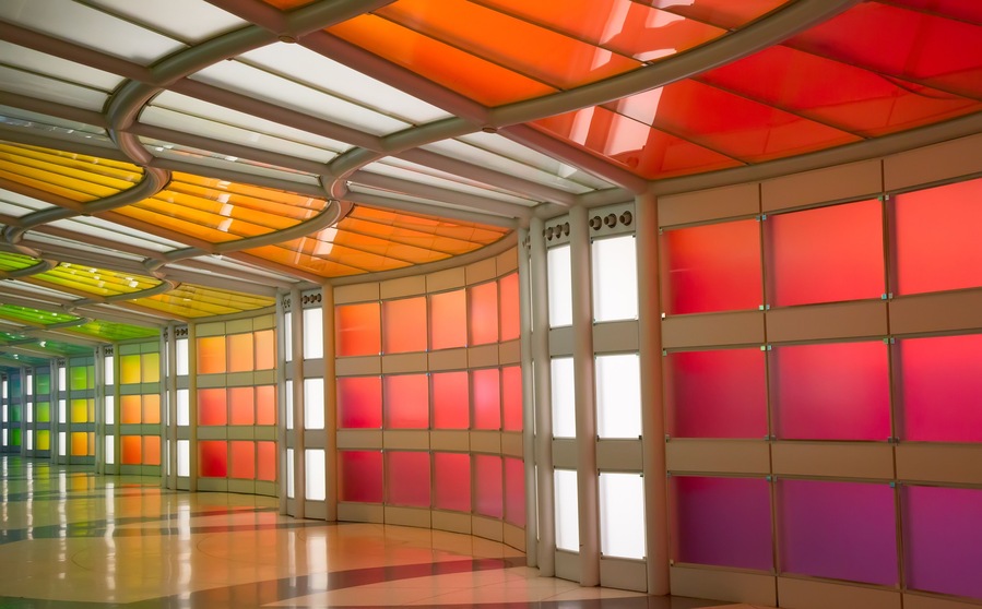 Underground passage in the Chicago O'Hare airport