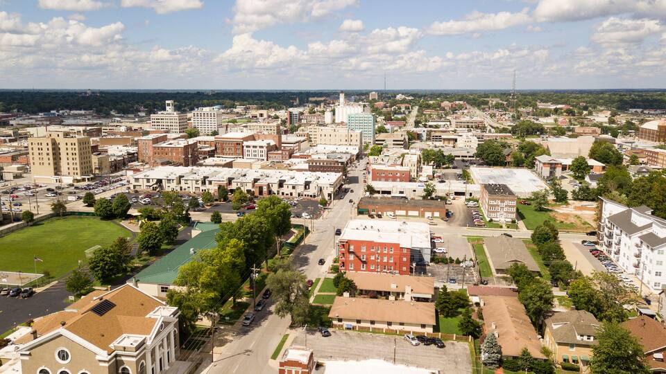 Aerial View Quaint Charming and Humble Over Springfield Missouri