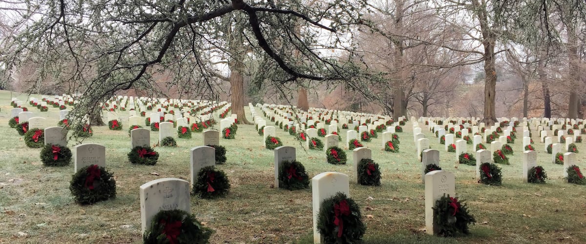 Wreaths placed on Graves by volunteers in Arlington National Cemetery, Virginia, USA, December 17, 2016