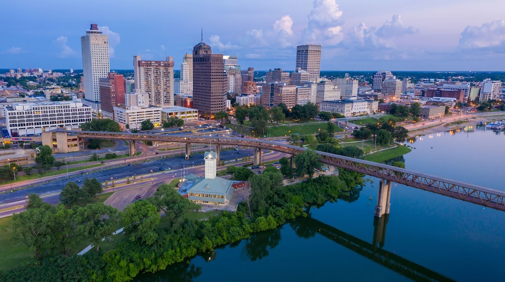 Downtown Memphis city skyline and Wolf River Harbor, Tennessee, United States of America.
