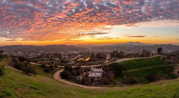 Dramatic sunset in Los Angeles with Glendale in the distance