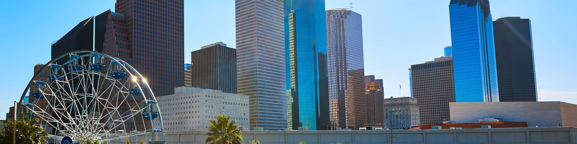 Houston city skyline from west Texas US