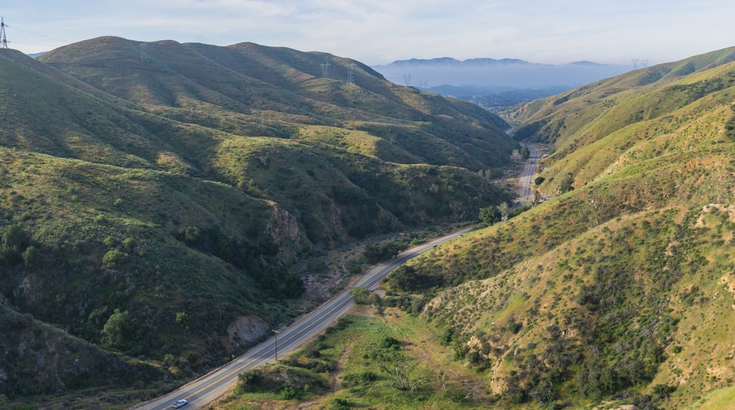 Sierra Highway runs north to south through the hills and valleys of southern California.