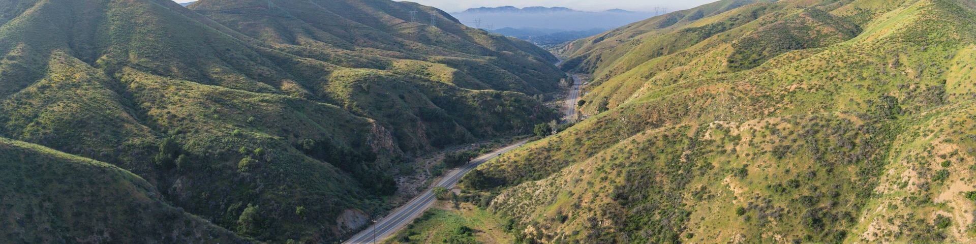 Sierra Highway runs north to south through the hills and valleys of southern California.