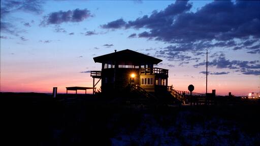 sunset on beach house