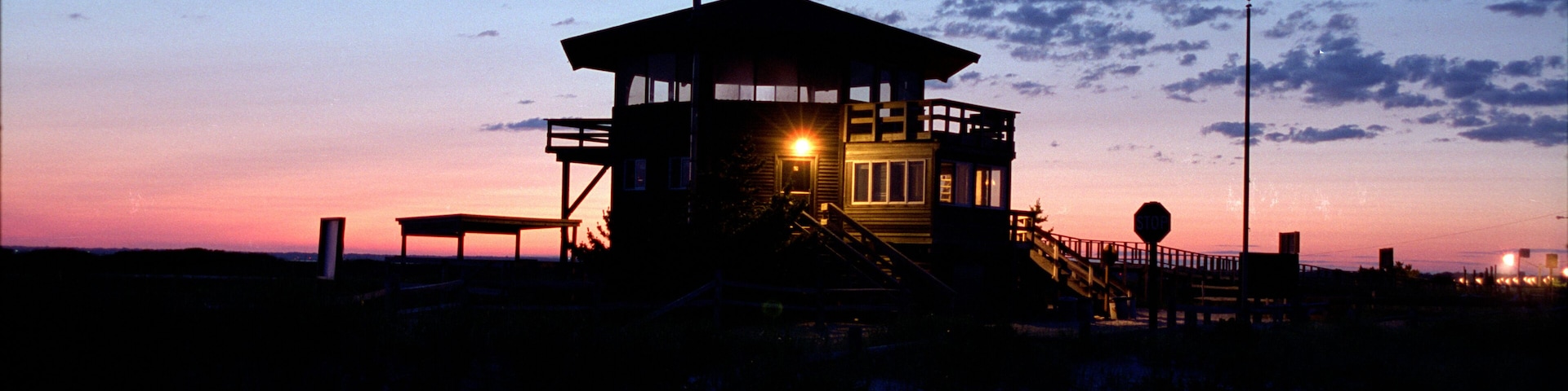 sunset on beach house