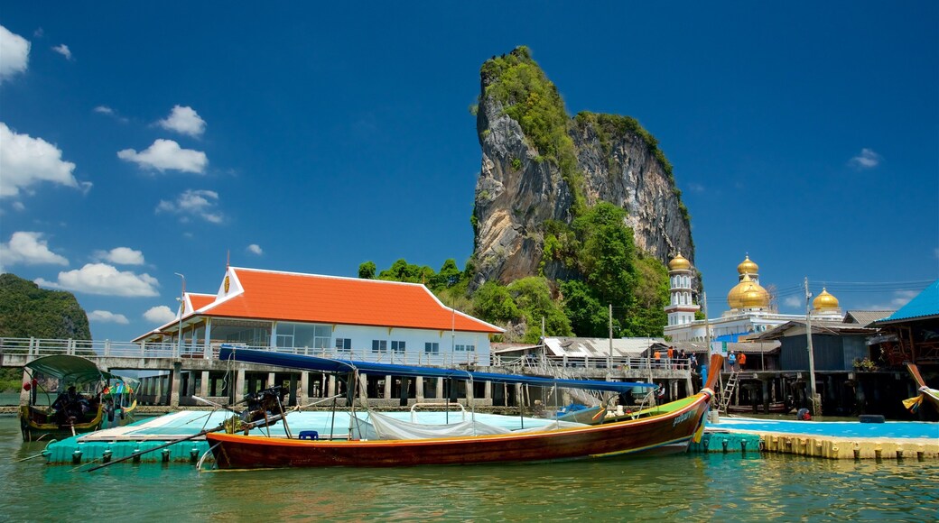 パンガー 表示 ボート, 湾岸あるいはハーバー と 岩の多い海岸線