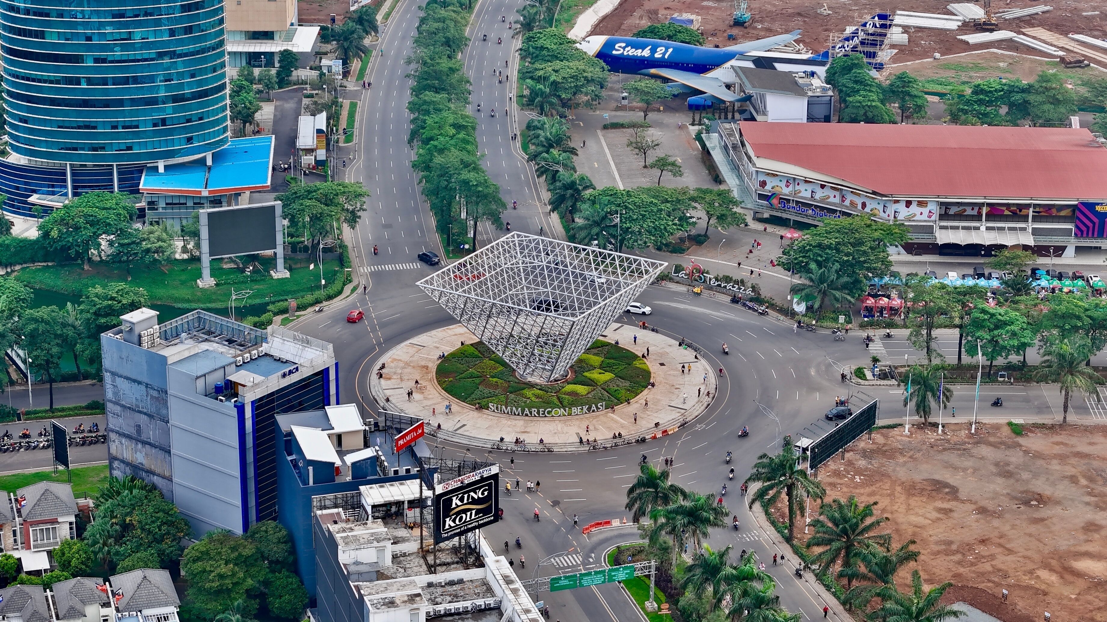 Bekasi, Indonesia - 10 November - Aerial view Landmark Summarecon Bekasi