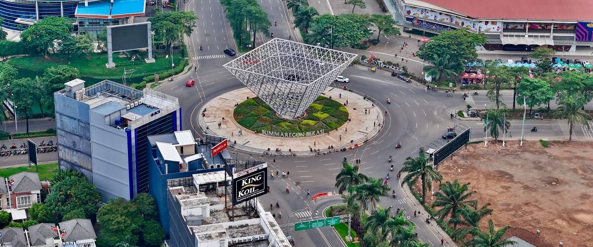 Bekasi, Indonesia - 10 November - Aerial view Landmark Summarecon Bekasi