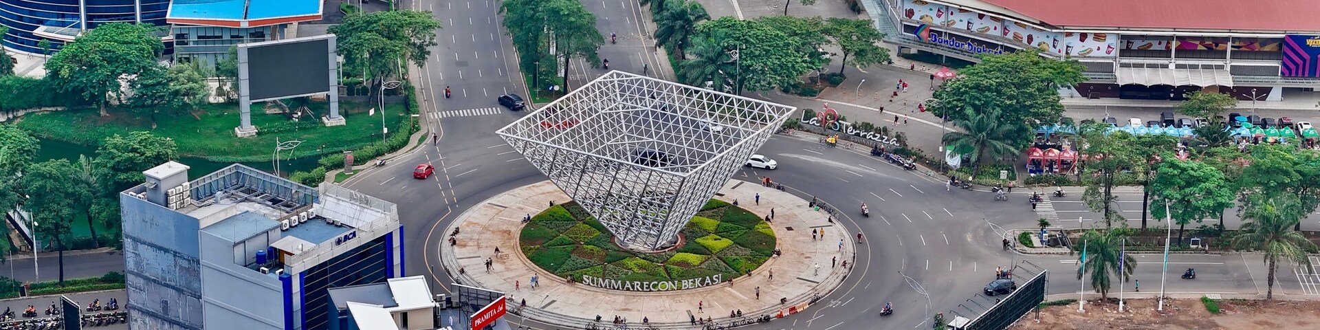 Bekasi, Indonesia - 10 November - Aerial view Landmark Summarecon Bekasi