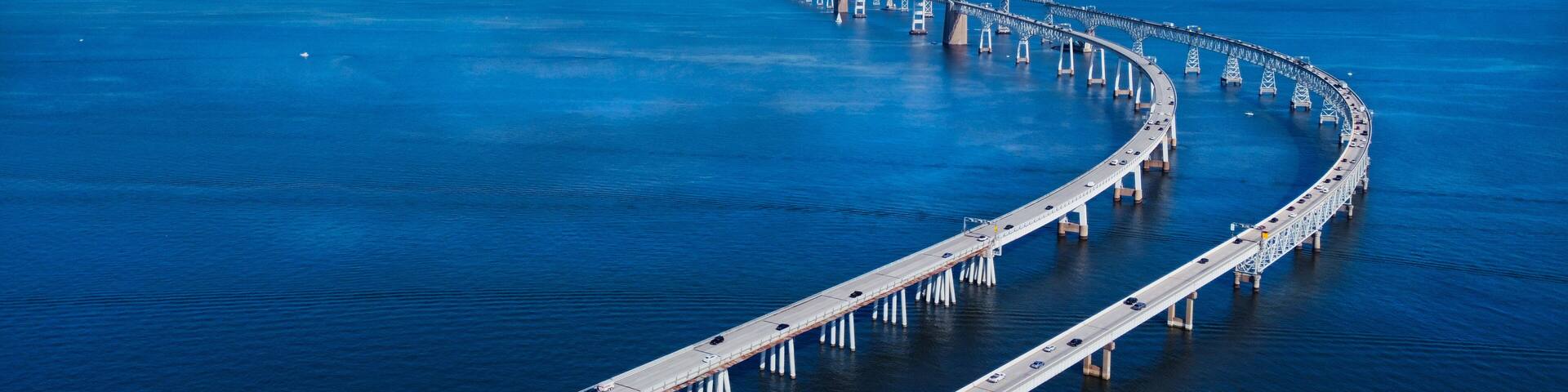 Two bridges connecting Annapolis, MD and Kent Island in Maryland