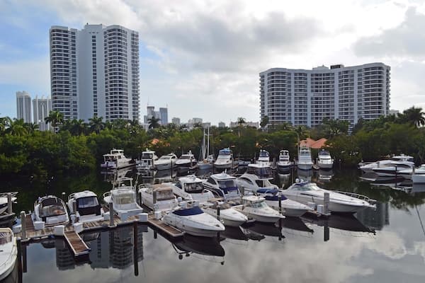 A small marina on the florida intra-coastal waterway in Aaventura,Florida