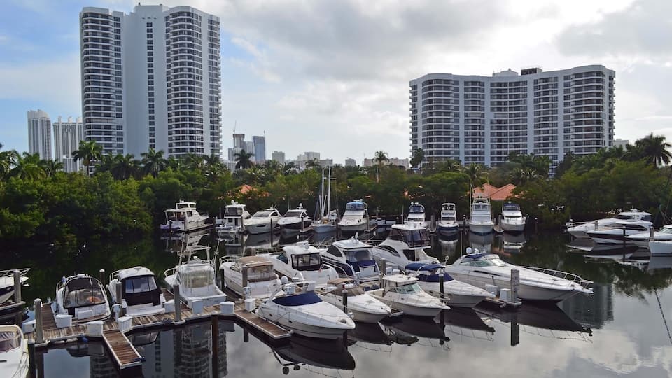 A small marina on the florida intra-coastal waterway in Aaventura,Florida