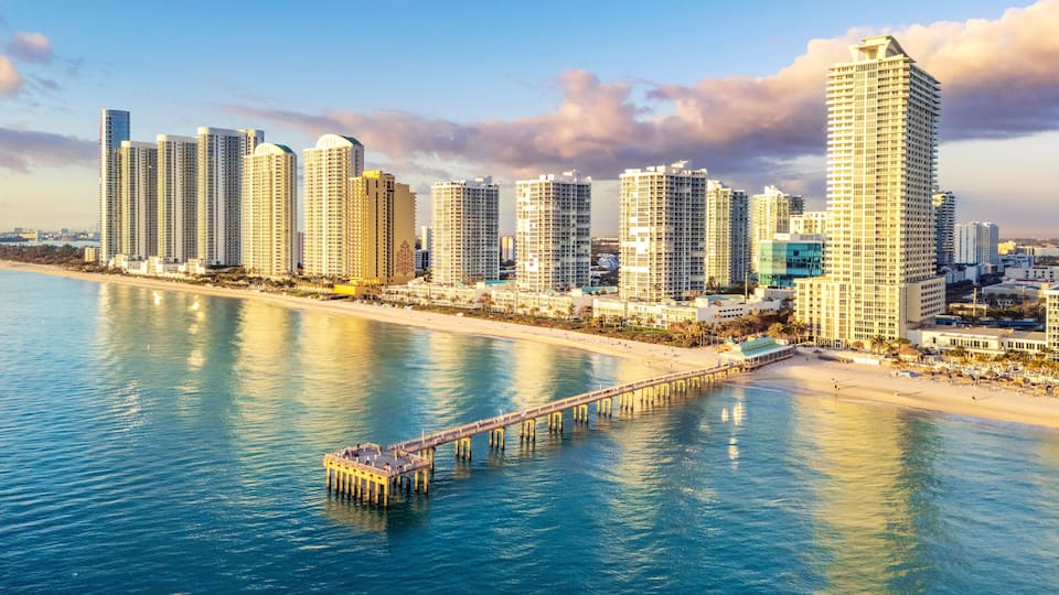 Aerial of the Coast Line, Beach.Sunny Isles Beach, .North Miami, Florida,USA