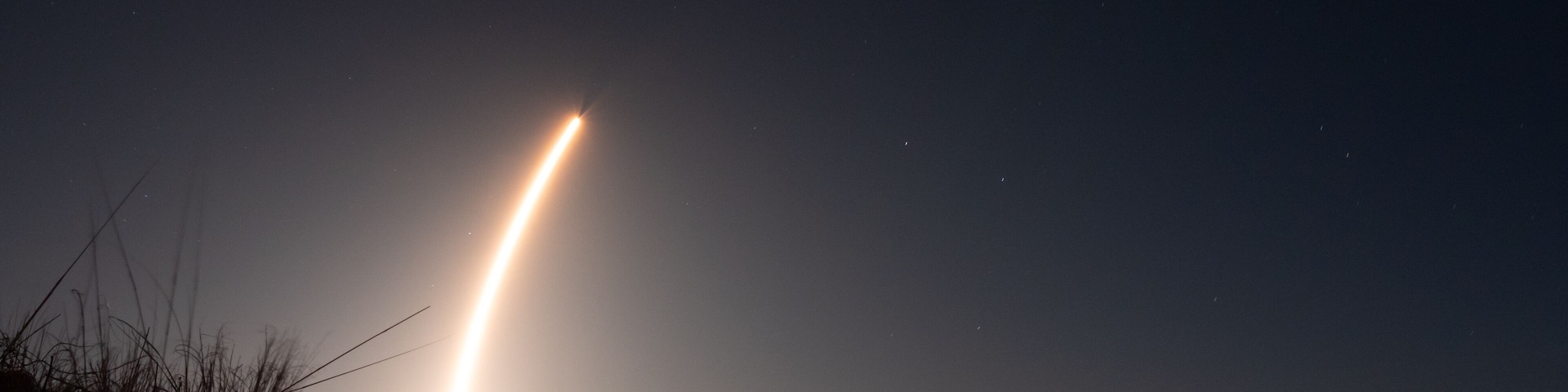 Melbourne, Flordia, USA, January 06, 2020: SpaceX launch of Falcon 9 - Starlink 2 rocket seen from the beach