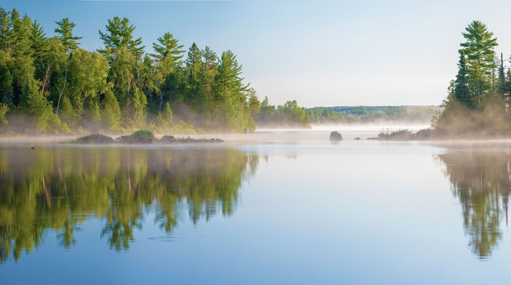 morning mist, cresent lake, mn, panorama