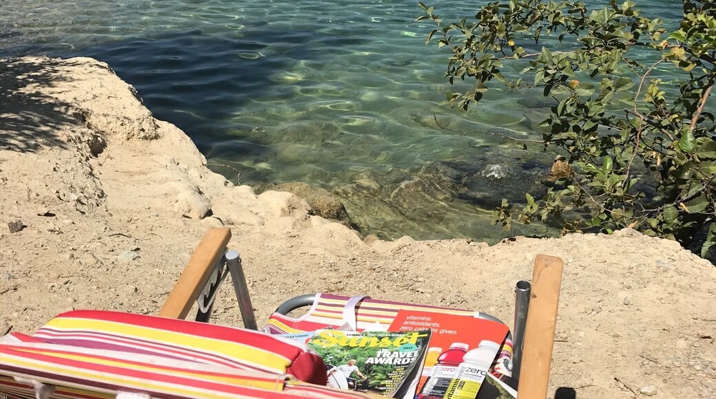 Avoid the campground crowd by just parking on the bridge and set up shop...the place is lightly trafficked. In 3 hours I only saw one family and a few boats far offshore.