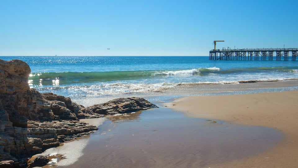 Fishing pier and boat hoist at Gaviota Beach on the central coast of California United States