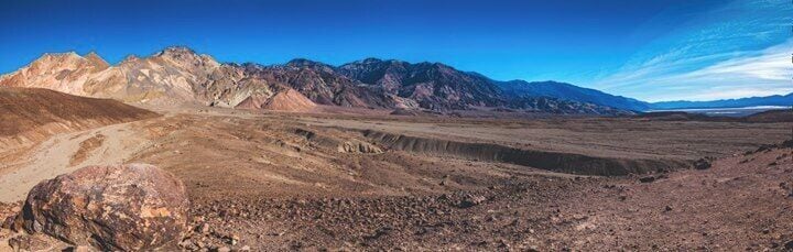 The road to Artist's Palette in Death Valley. The colours are stunning, it's such a shame I couldn't be here for sunrise/sunset. Bring a wide angle lens to capture the vast open scale of the place.