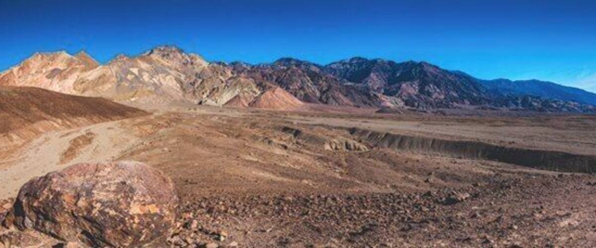 The road to Artist's Palette in Death Valley. The colours are stunning, it's such a shame I couldn't be here for sunrise/sunset. Bring a wide angle lens to capture the vast open scale of the place.