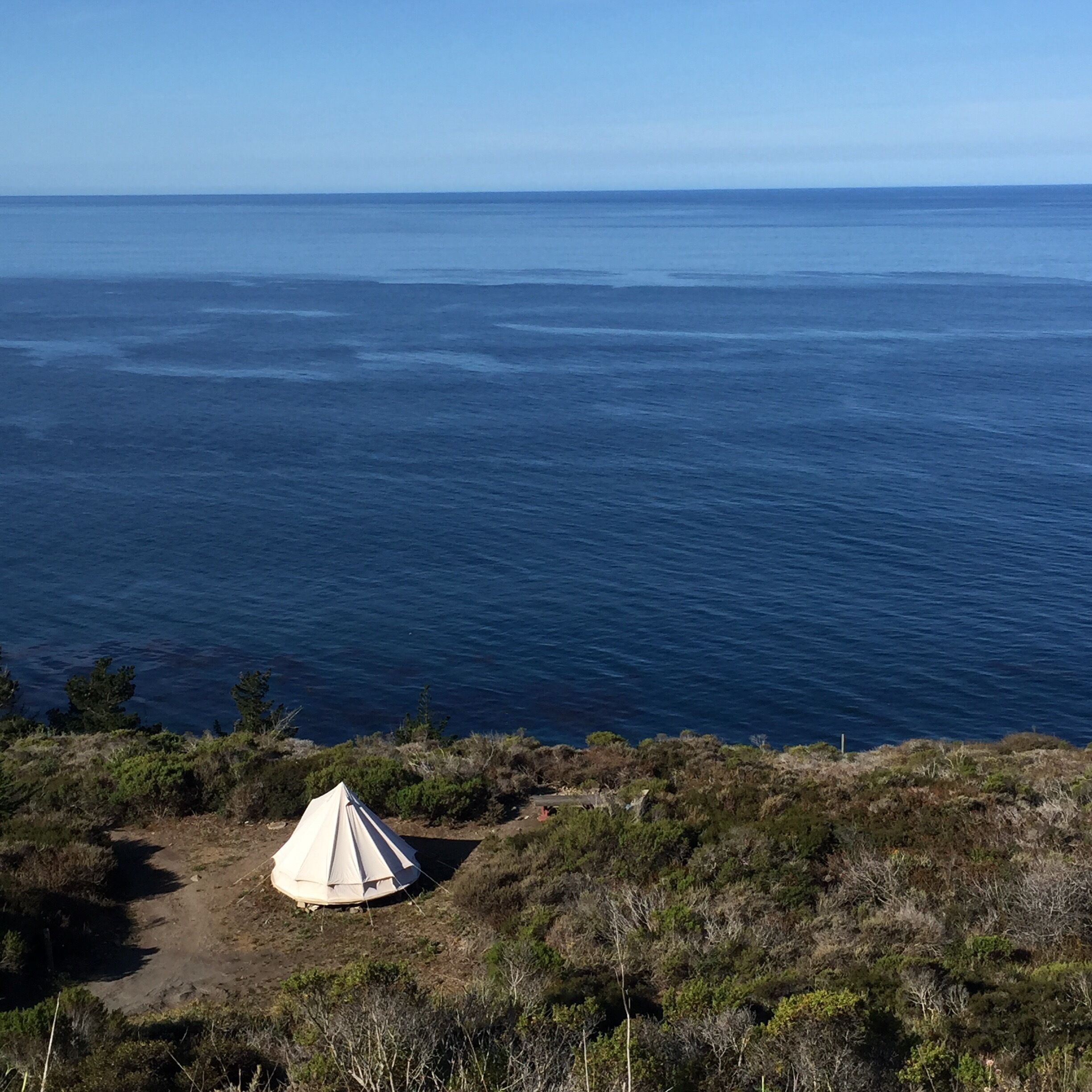 Sibley Tent at Treebones Resort - the tent is a mix between a yurt and bringing your own tent - you have to provide your own sleeping bags and supplies. But you can't beat that view! 