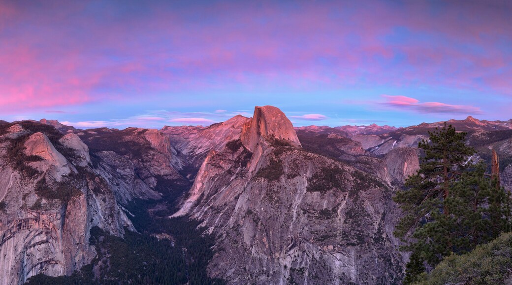 View of Half Dome and Yosemite Valley during sunset