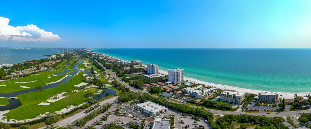 Panoramic view taken above Longboat Key in Sarasota County, Florida.
