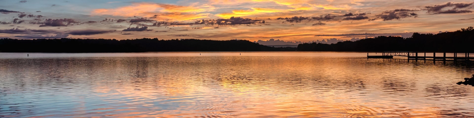 Beautiful sunrise over Tims Ford Lake in Franklin County Tennessee.