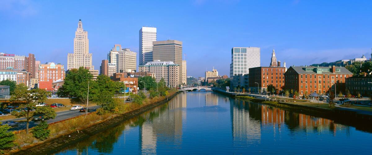 Seekonk River Passing Through Providence, Rhode Island