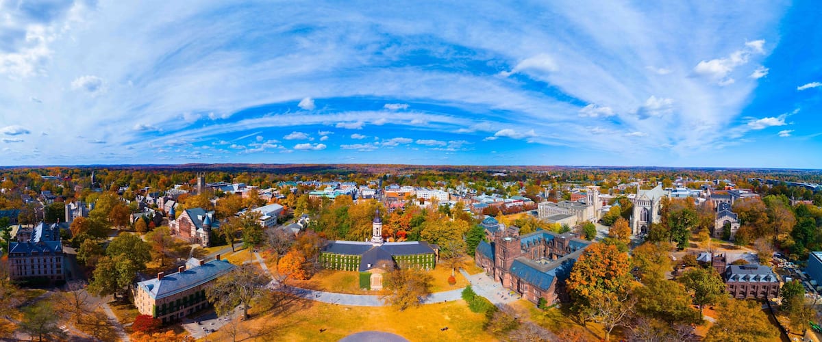 Princeton University Campus in Autumn Panorama