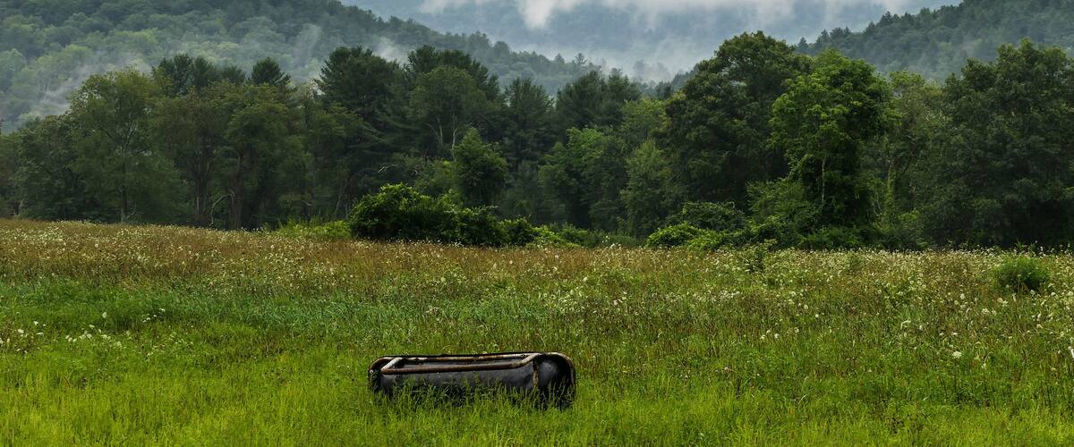 Salisbury, Connecticut USA A misty view looking north over the Housatonic river valley in Litchfield county.
