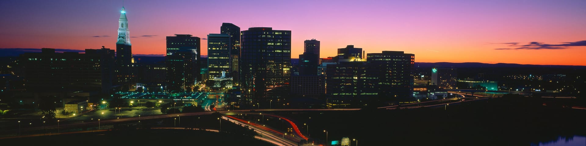 Skyline, Hartford, Sunset, Connecticut