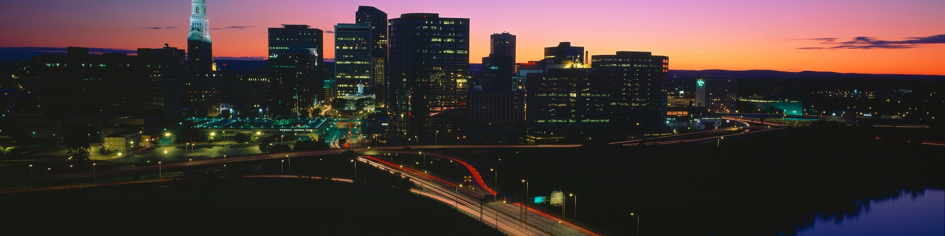 Skyline, Hartford, Sunset, Connecticut