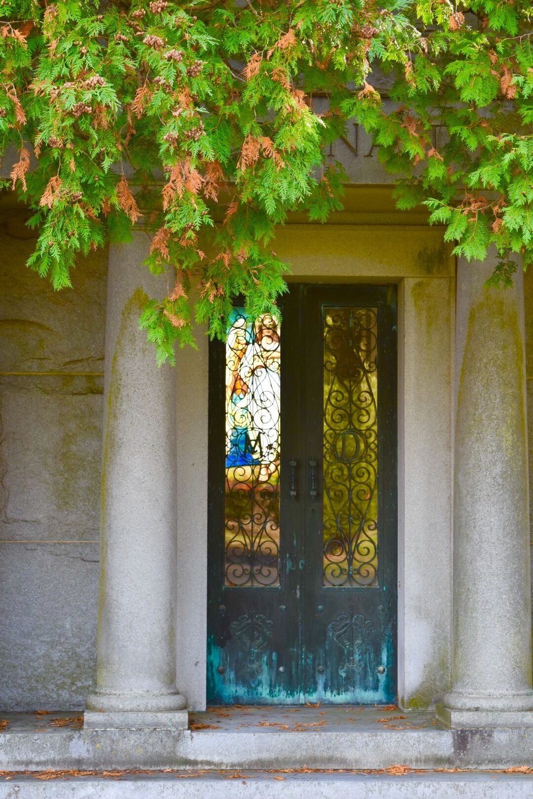 Lovely family mausoleum on a quiet walking path. 