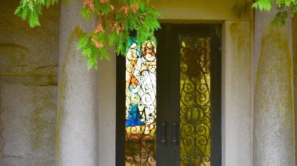 Lovely family mausoleum on a quiet walking path.