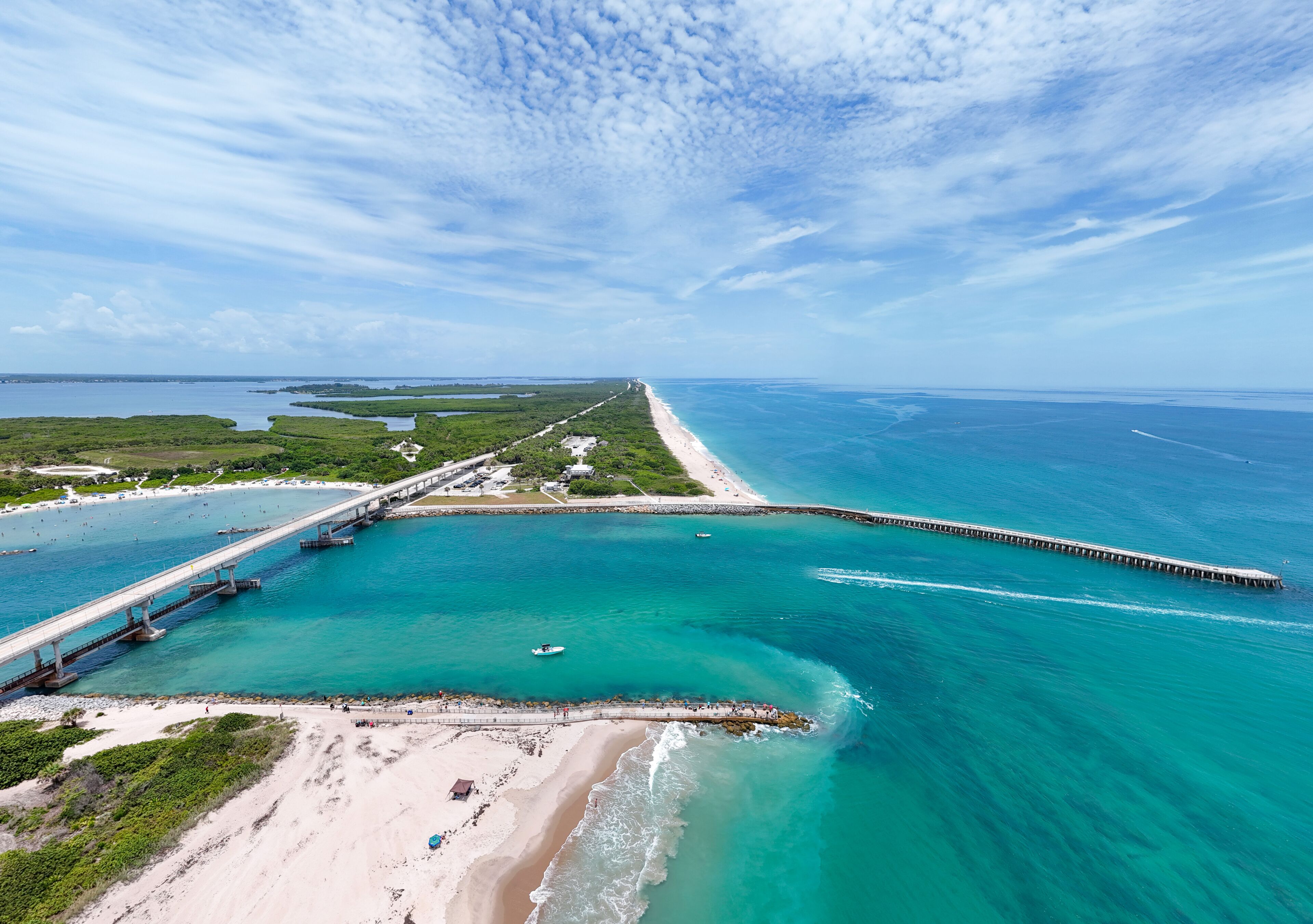 Ocean channel entrance to Sebastian Inlet in Brevard County on Florida's Space Coast