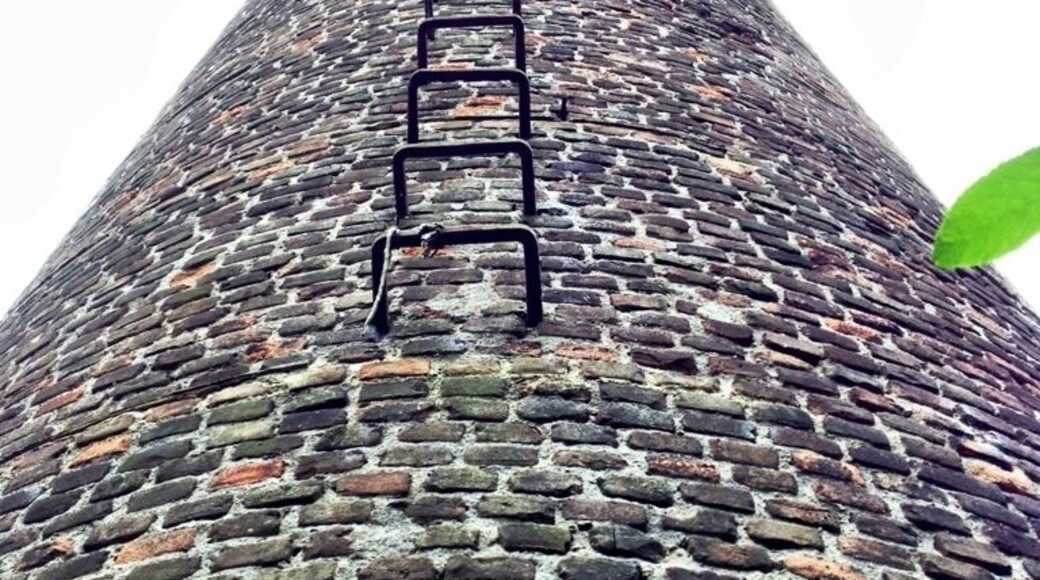 THE chimnay of the Old stone factory near the river rhine. An perfect place to take pictures