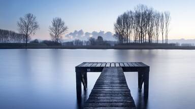 Fishing pier in the creek Zestig Voet" near Clinge (Zeeland / Netherlands)