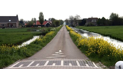 Meadows and country road in the Zuidplaspolder in the Netherlands where new village will be build called Vijfde Dorp